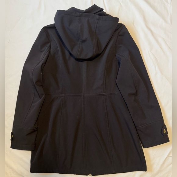 MICHAEL Michael Kors Black Trench Coat with Gold Accents Size Large - Picture 2 of 7